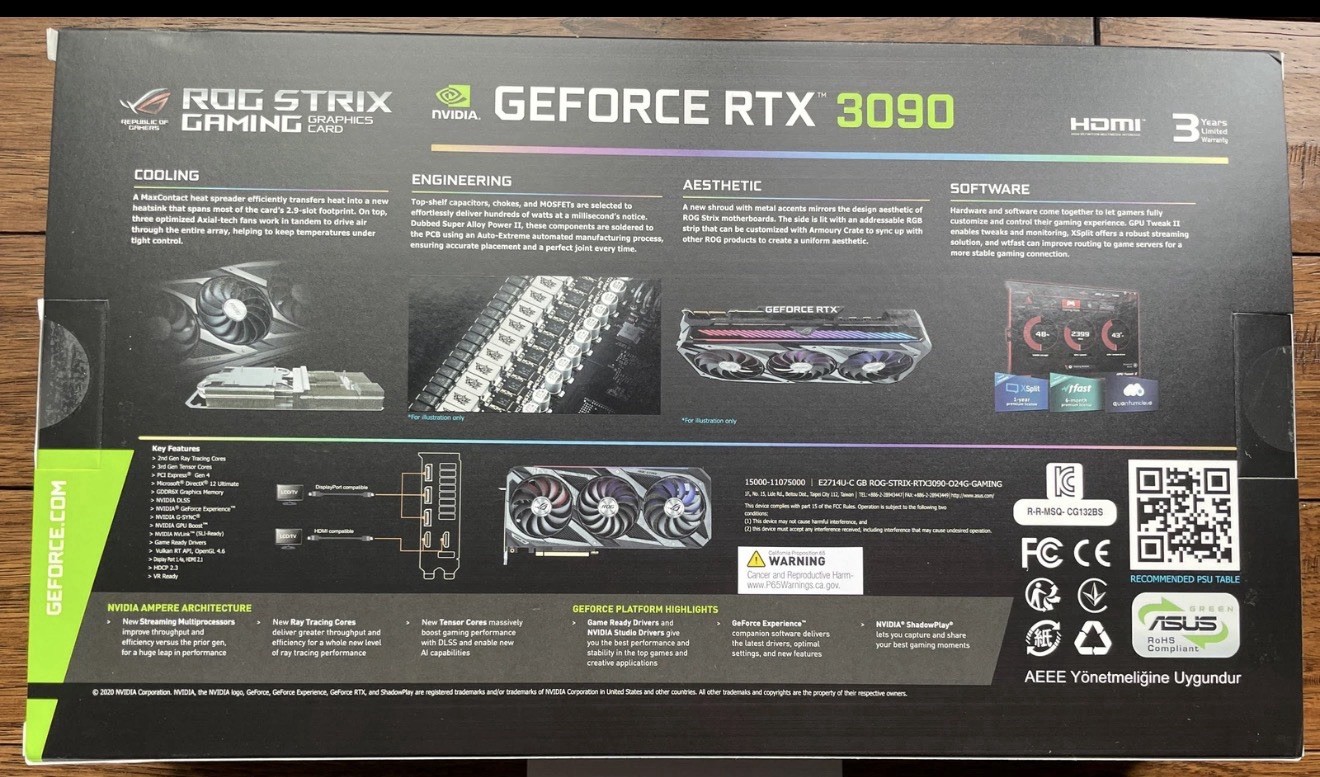 ASUS ROG Strix GeForce RTX 3090 OC 24GB GDDR6X Graphics Card