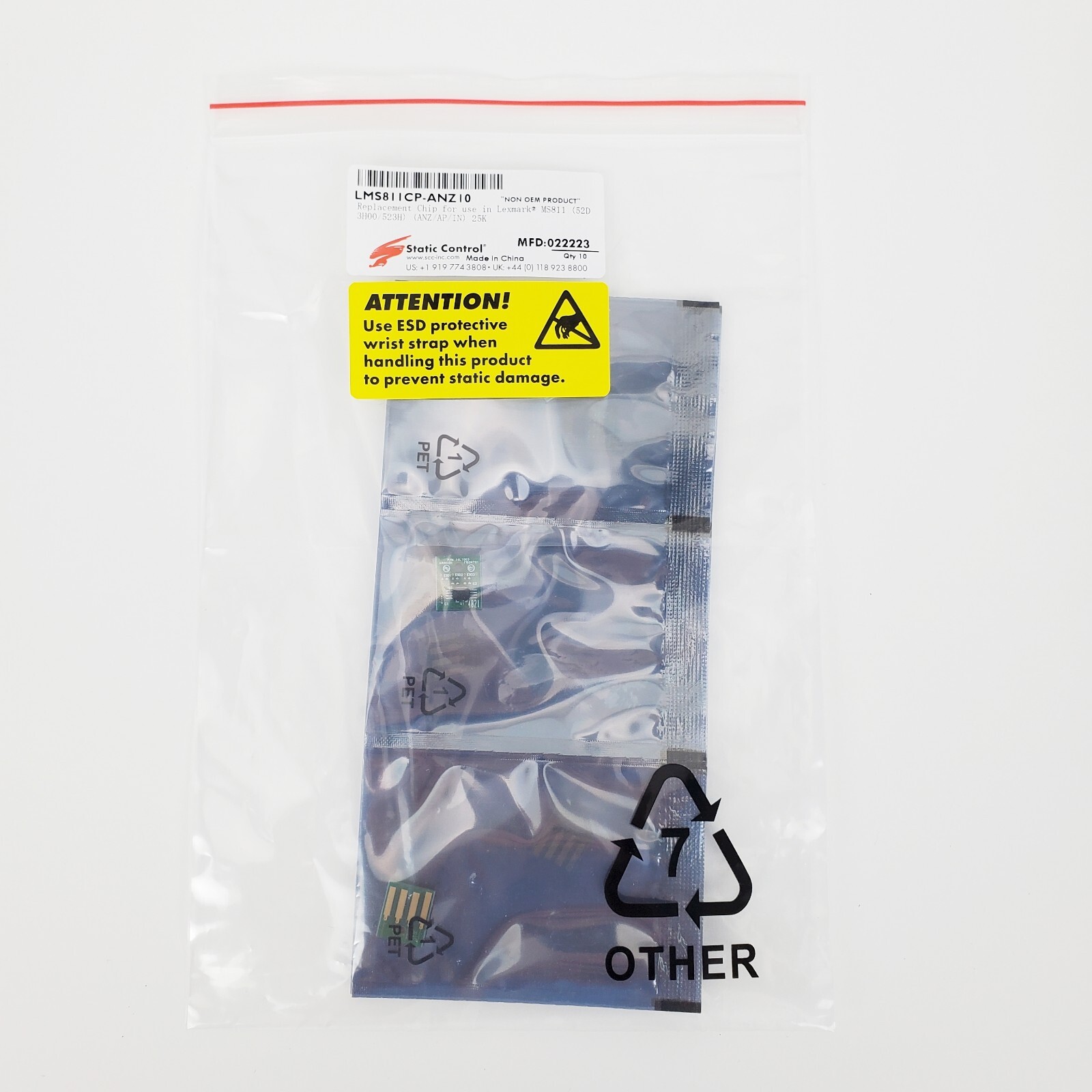 10 x Toner Reset Chips for Lexmark MS811, 25k Yield, 523H, 52D3H00, New Sealed!