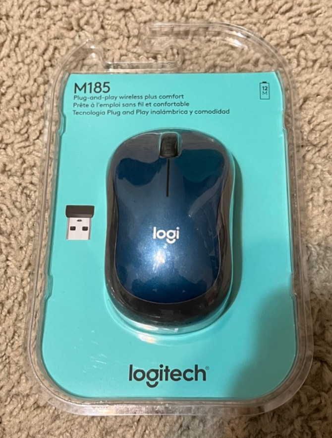 Logitech M185 Wireless Mouse, 2.4GHz with USB Mini Receiver, Blue 910-003636 NEW