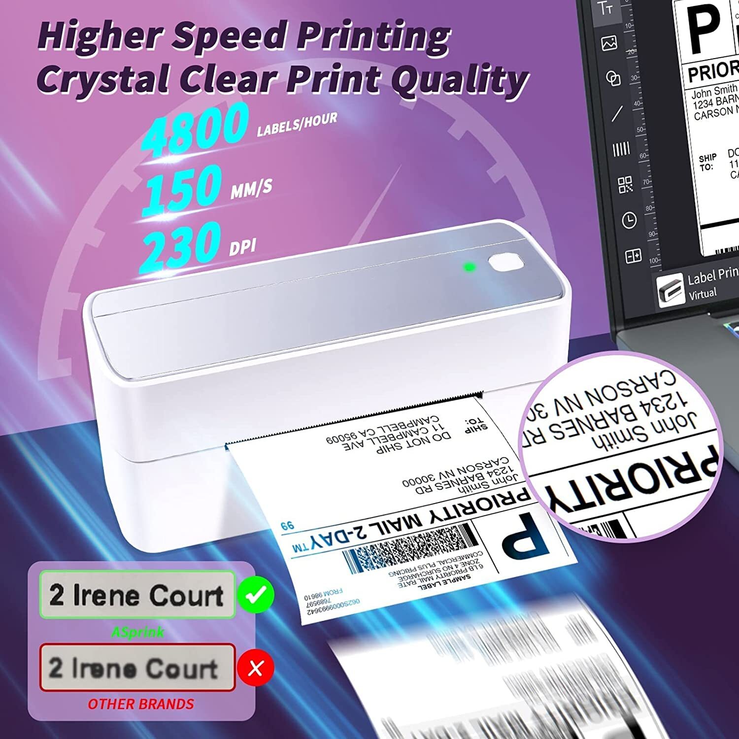 Bluetooth Thermal Shipping Label Printer for Shipping Packages Label Maker Lot