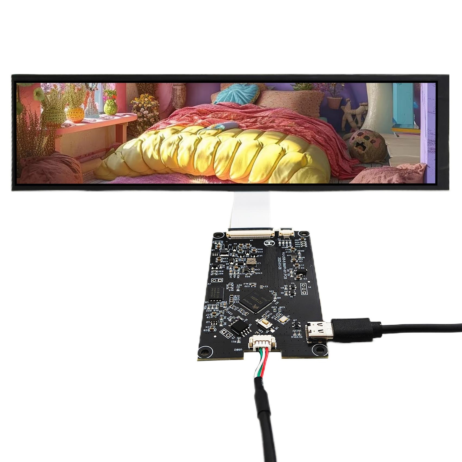 USB LCD Controller Board With 8.8inch HSD088IPW1-A00 1920×480 LCD Screen