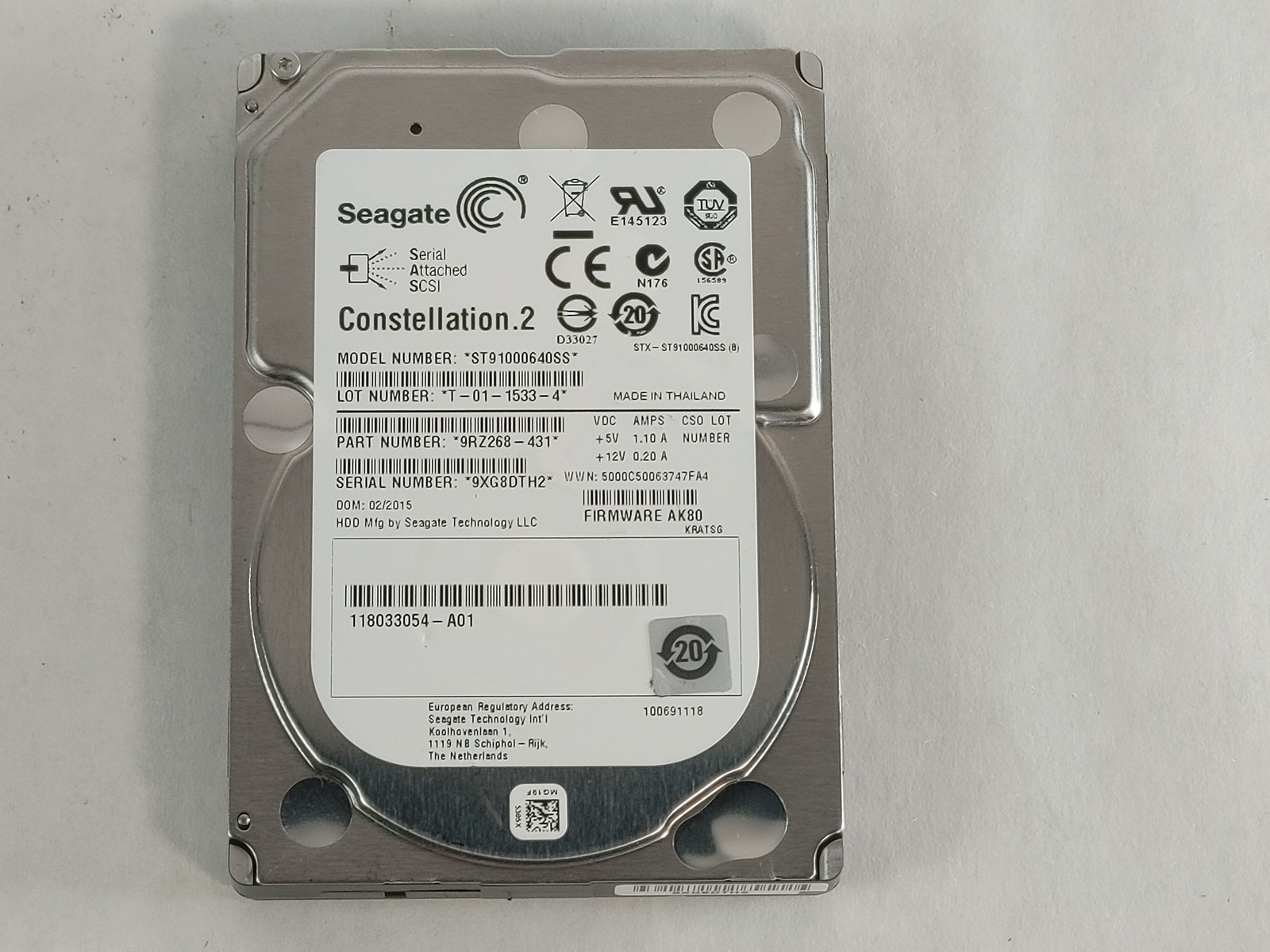 Lot of 10 Seagate EMC ST91000640SS 1 TB SAS 2 2.5 in Enterprise Drive
