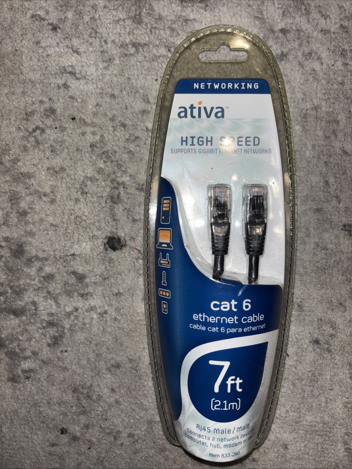 Ativa Cat 6 Network Cable 7ft- High Speed Ethernet Cable.RJ 45 MALE/MALE. E