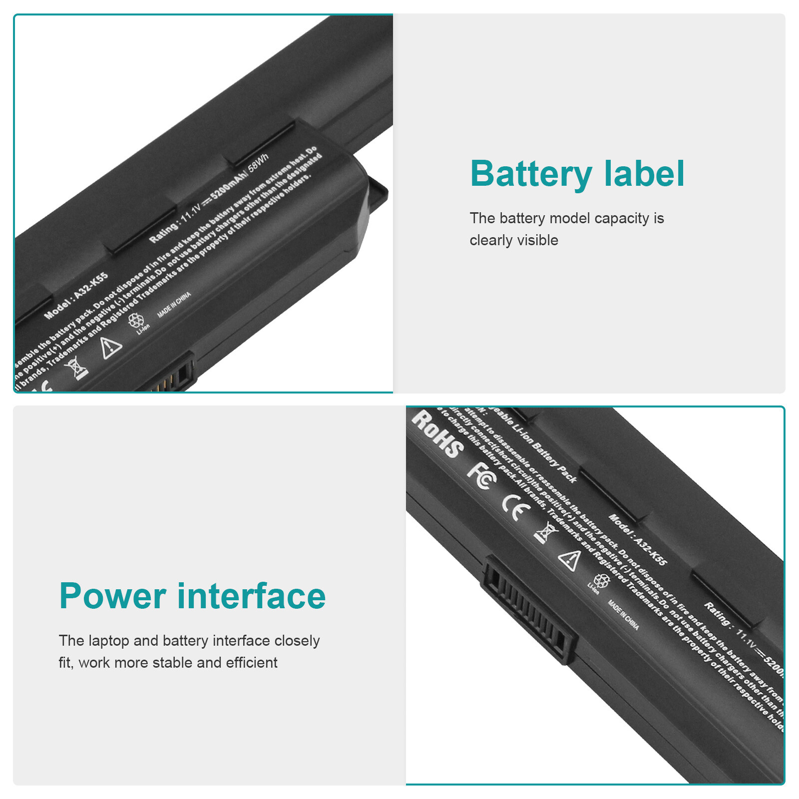 Battery for ASUS A32-K55 A32-K55X A33-K55 A41-K55 Q500A X55 X55a X55c 58Wh