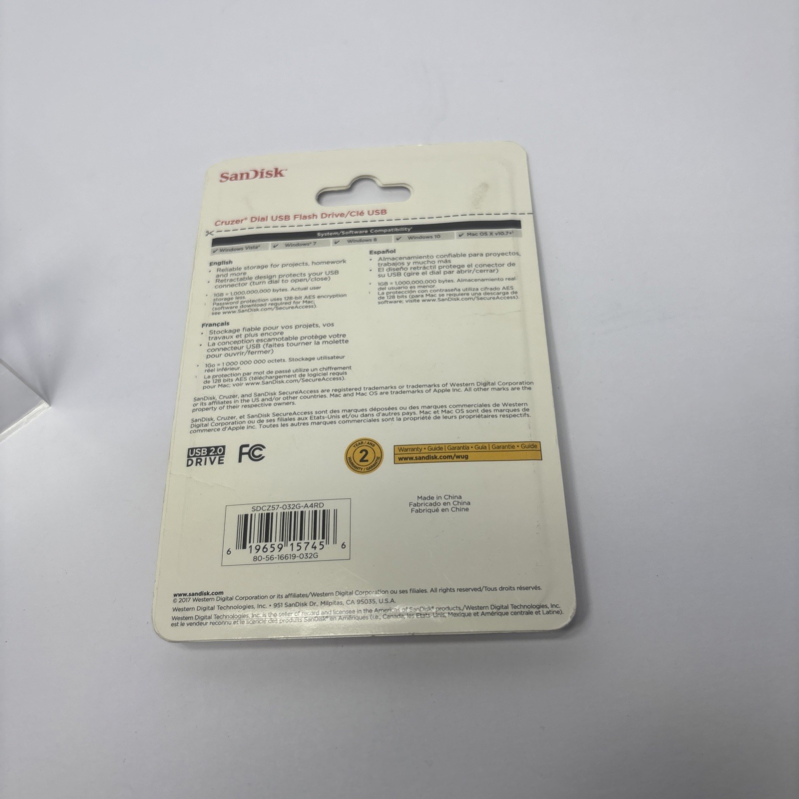 SanDisk 32 GB Cruzer Dial USB Flash Drive New Factory Sealed 80-56-16618-032G