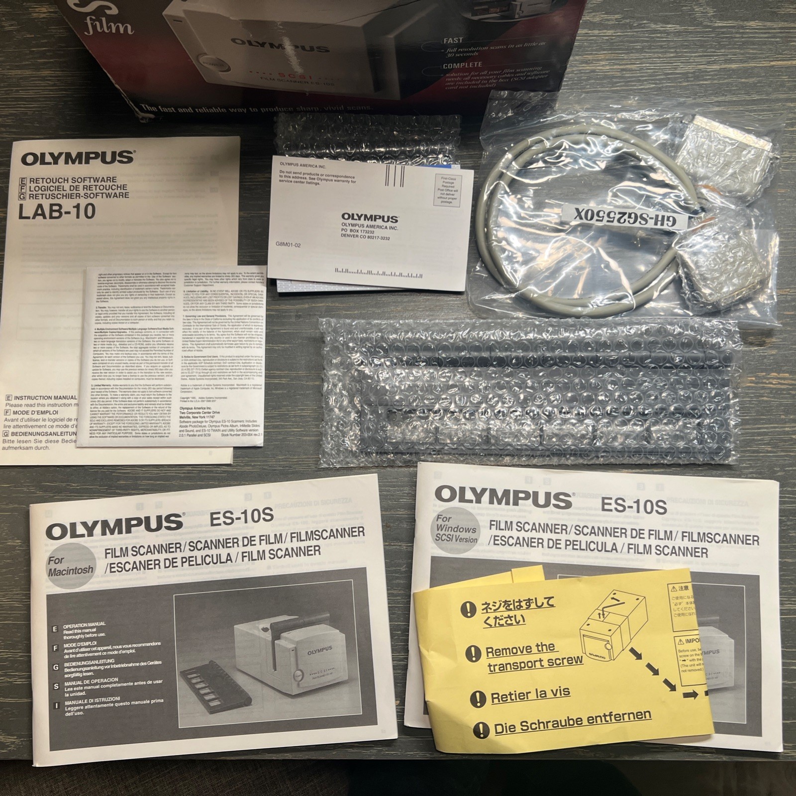 Olympus ES-10 Film Scanner Parallel Vision W/Cords & Slide Holder New In Box