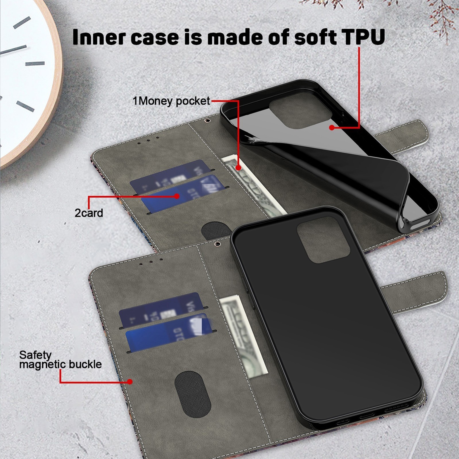 Print Flower Bird Robot Wallet Cover Case For 11 13 12 7 8 Plus Google Pixel 3A