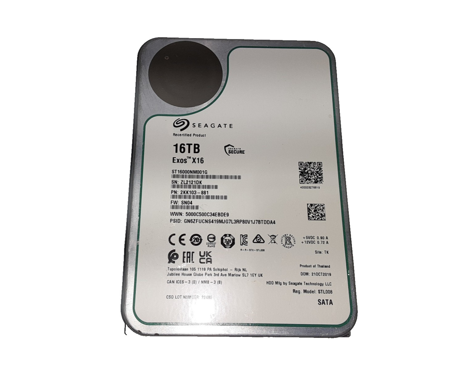 Seagate Exos X16 ST16000NM001G 16TB 7.2K SATA Enterprise Hard Drive – FOR REPAIR