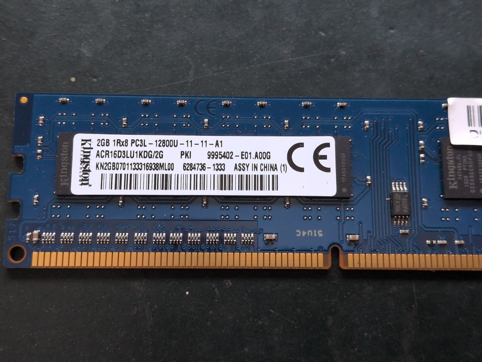 Kingston 2GB 1Rx8 PC3L-12800U-11-11-A1 DDR3L 1600mhz DESKTOP RAM