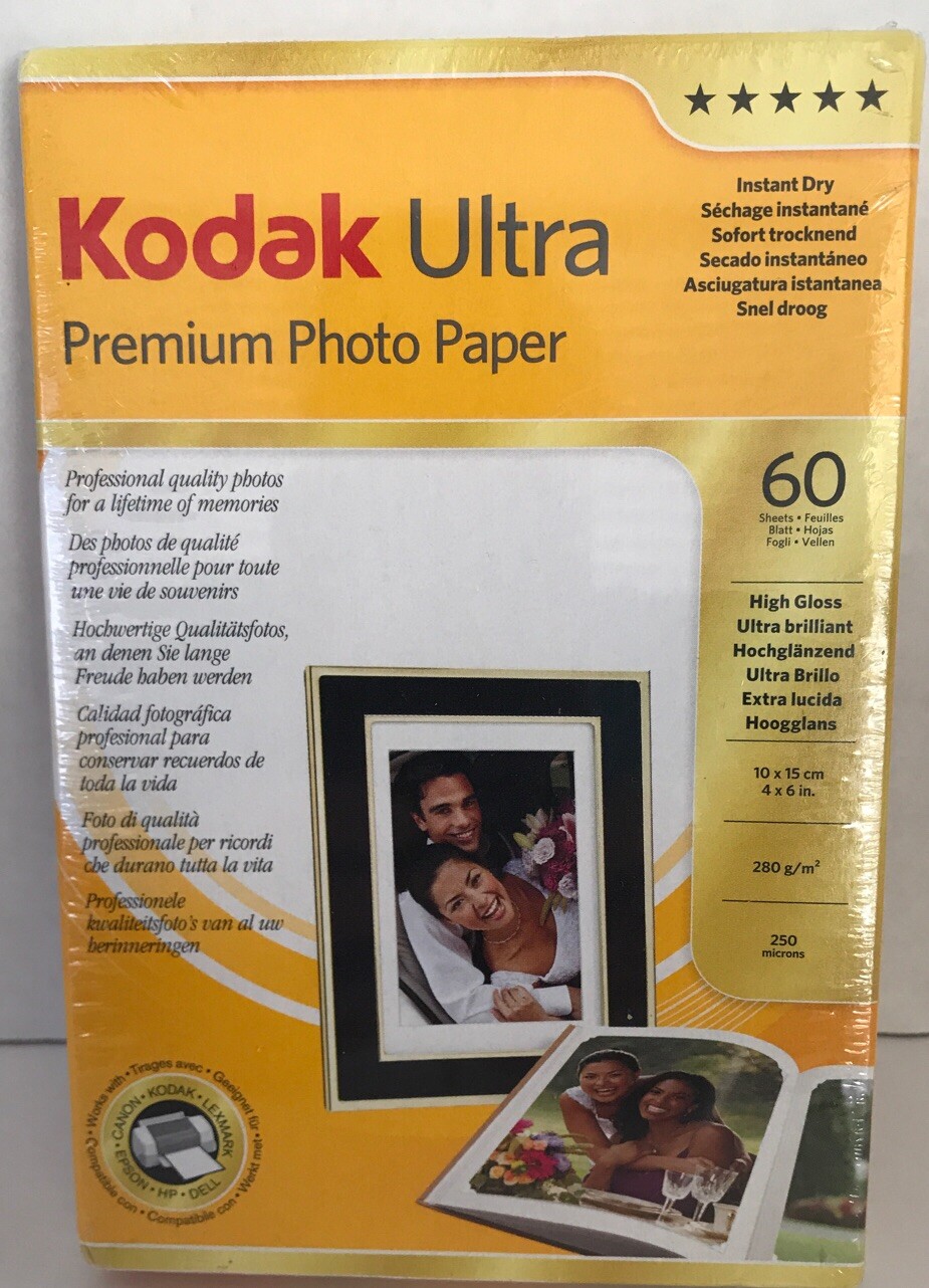 KODAK Ultra Premium Photo Paper High Gloss 60 Sheets 10 x 15 cm 4 x 6 inches