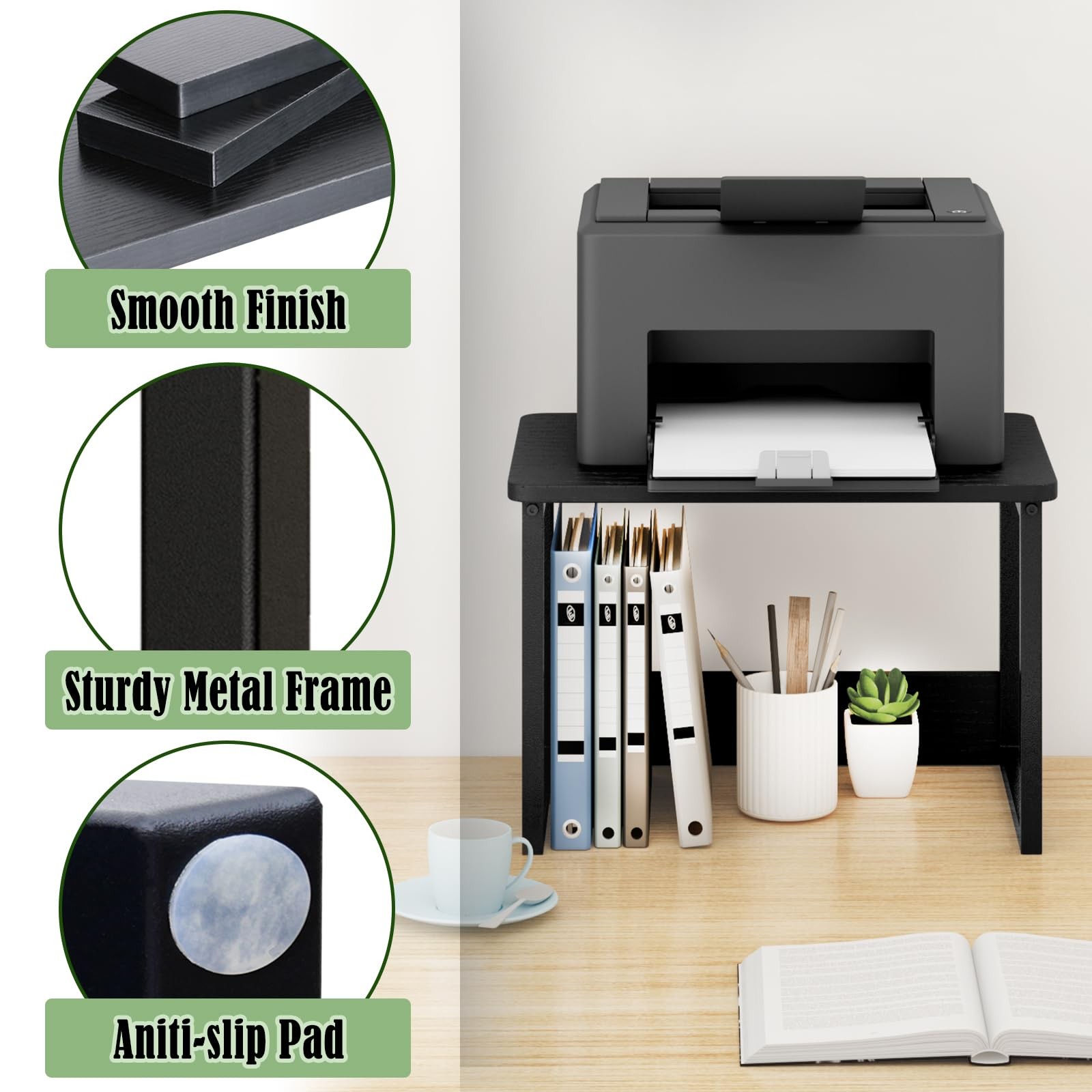 Printer Stand with Storage 100lbs Load Capacity for Home Office – Space Saver