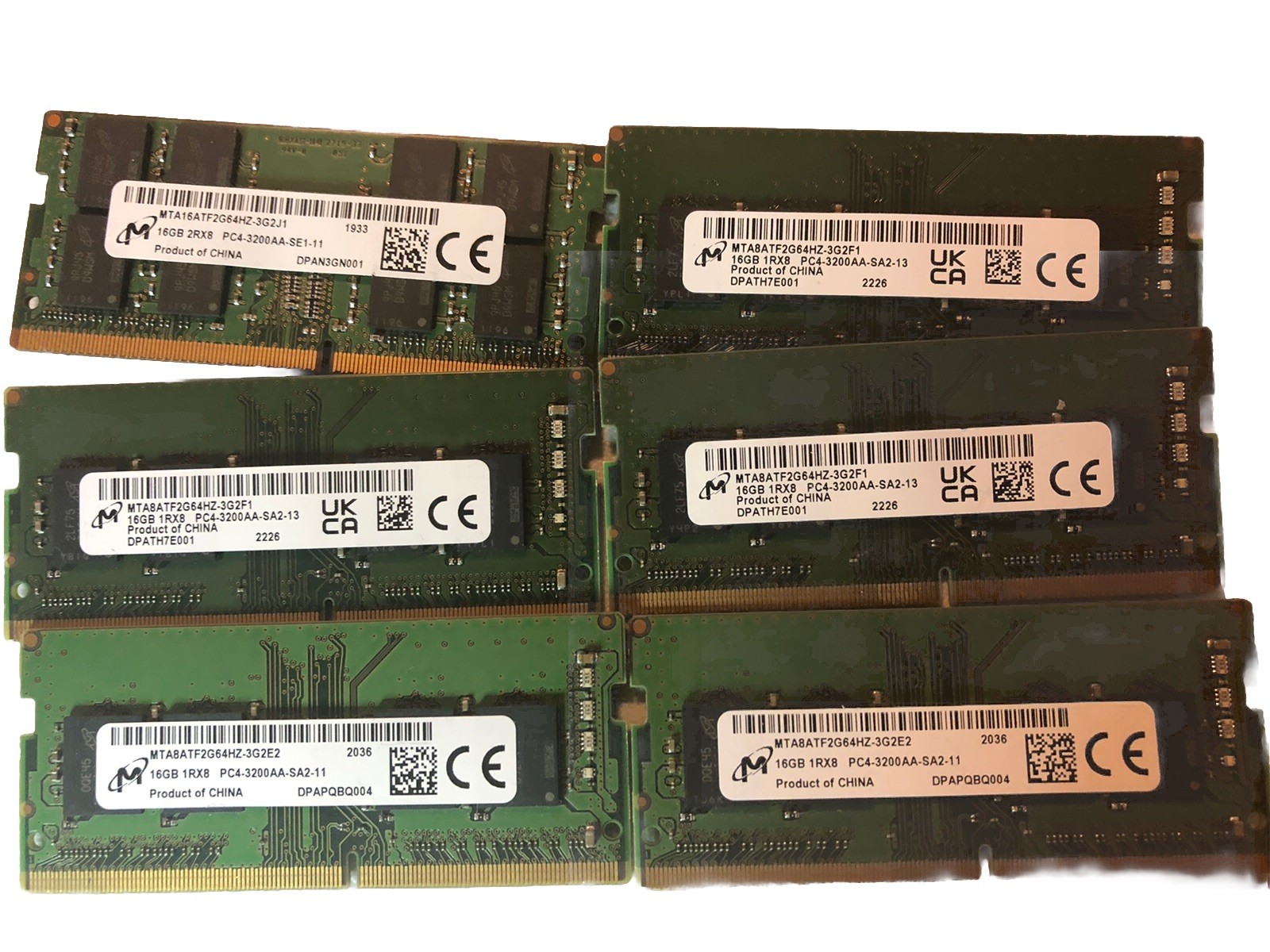 16 Gig Micron DDR4 RAM PC4-3200AA 1Rx8 DDR4 Laptop Memory ** One Stick **