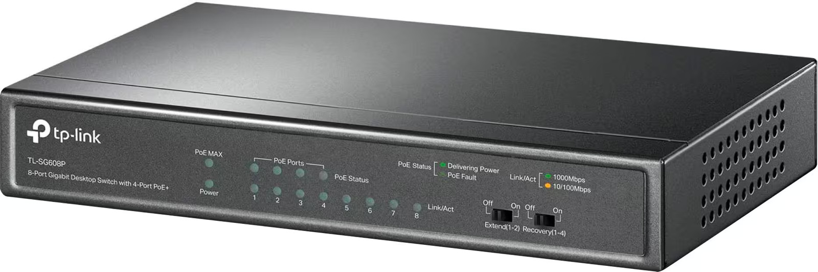 TP-Link – 8-Port Gigabit (10/100/1000Mbps) Desktop Unmanaged PoE Switch – Black