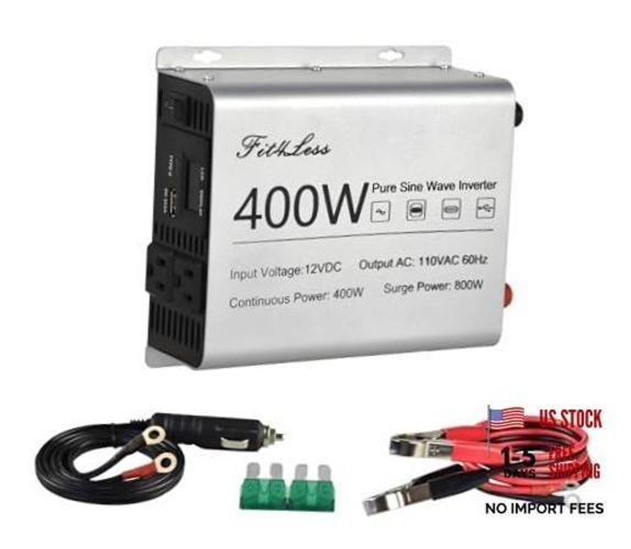 Pure sine Wave Inverter DC 12V Input and AC 110V Output with LCD Display, 400W