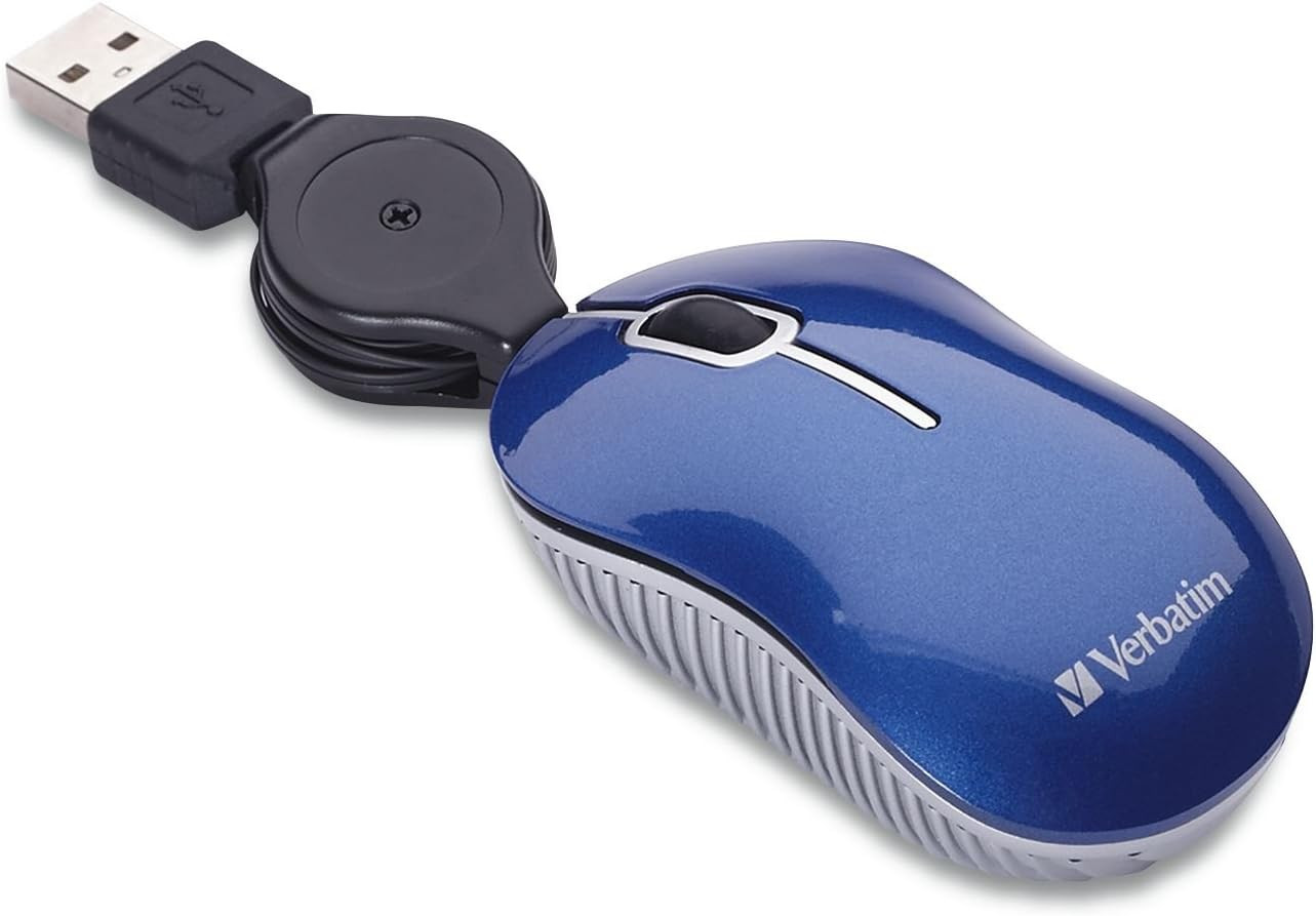 Verbatim Wired Optical Computer Mini USB-A Mouse – Plug & Play Corded Small Trav