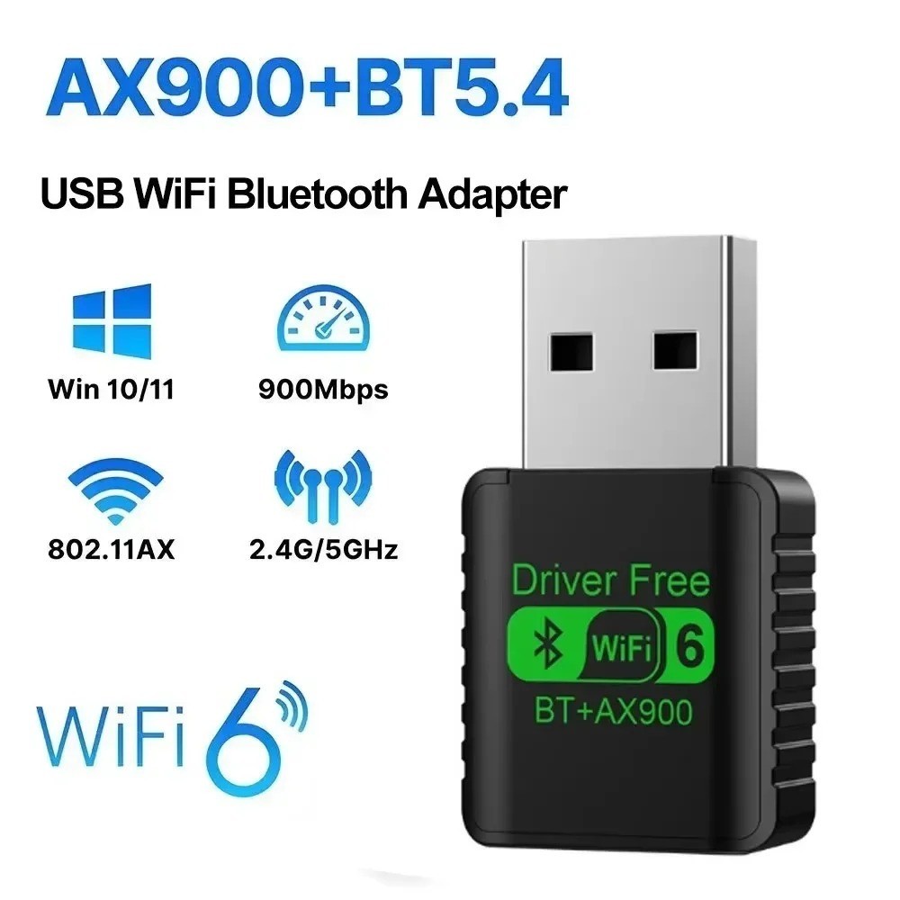 USB WiFi-6 900Mbps 2 in 1 Dongle 2.4G 5GHz Dual Band & BT 5.4 Win10,11 Free ship