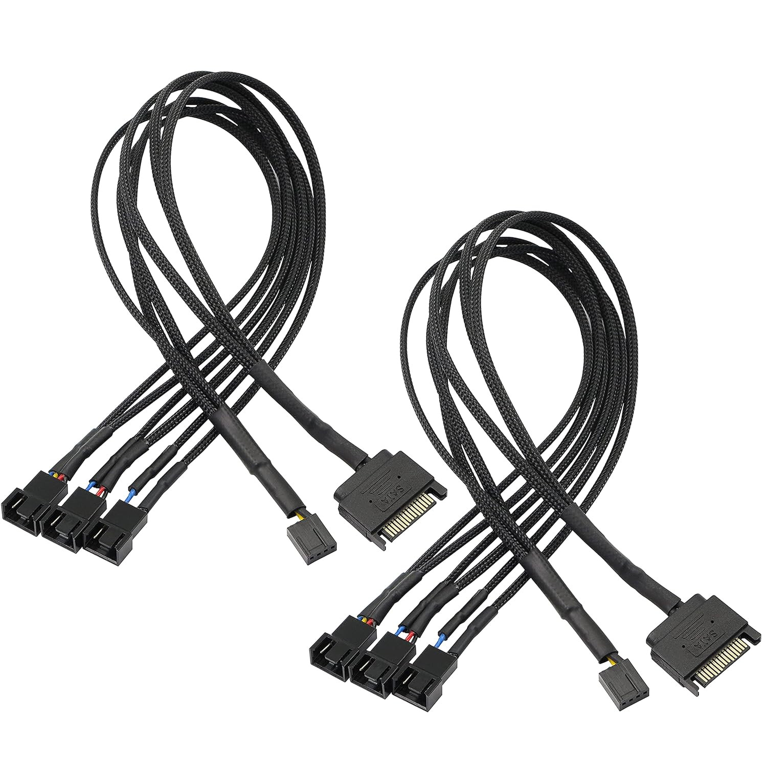 SATA to 3 Pin 4 Pin PWM Fan Adapter Splitter Hub for 12V Desktop Computer Cooler