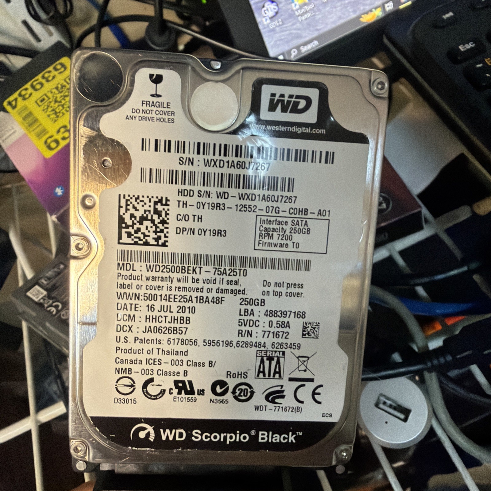 Western Digital Scorpio Black 250GB 2.5″ SATA 7200RPM HDD (WD2500BEKT)