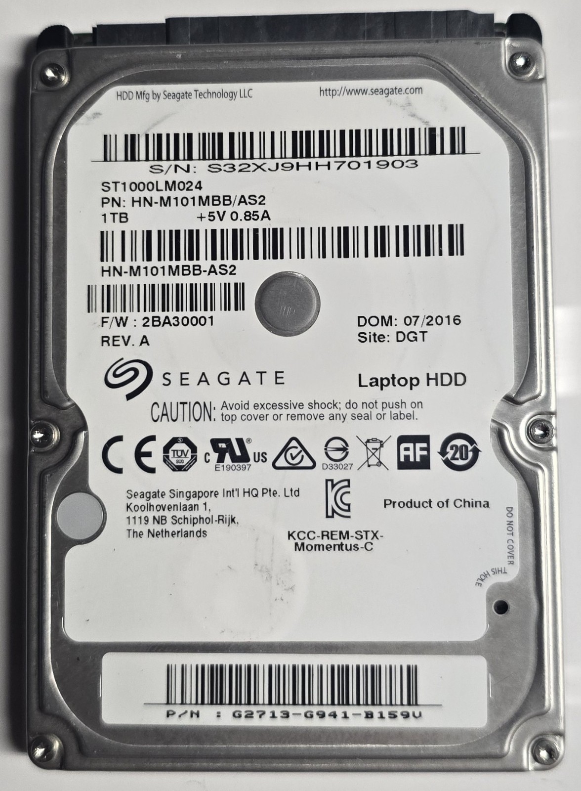 Seagate Momentus 1TB 2.5″ HDD ST1000LM024 – Tested Good Low Hours