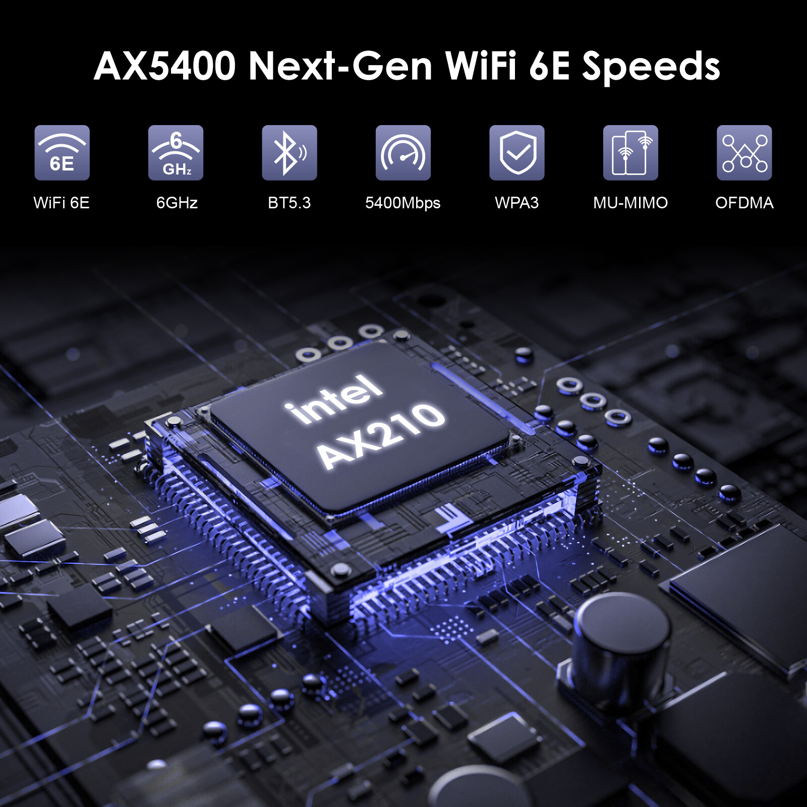 WiFi 6E Intel AX210 AX5400 PCIe WiFi Card Tri-band Wireless Adapter Bluetooth5.3