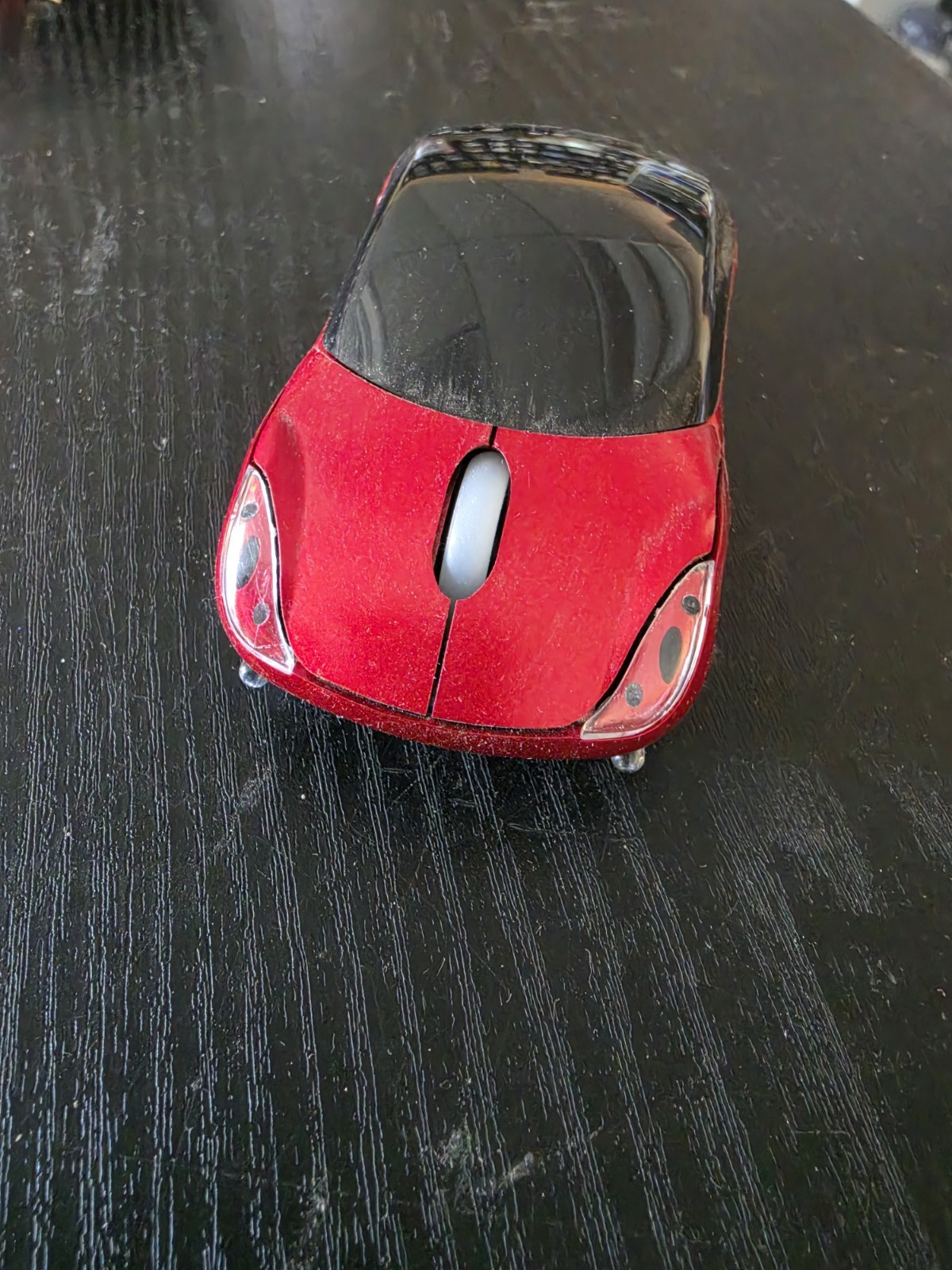 Car-Shaped Wireless Computer Mouse, Red & Black – USB Receiver Cordless Mouse