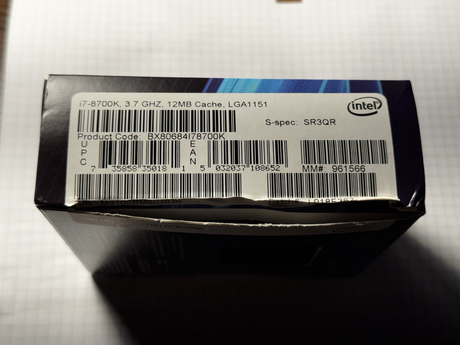 Intel Core i7-8700K 8th Gen 6-Core 3.70GHz 12MB L3 LGA1151 CPU