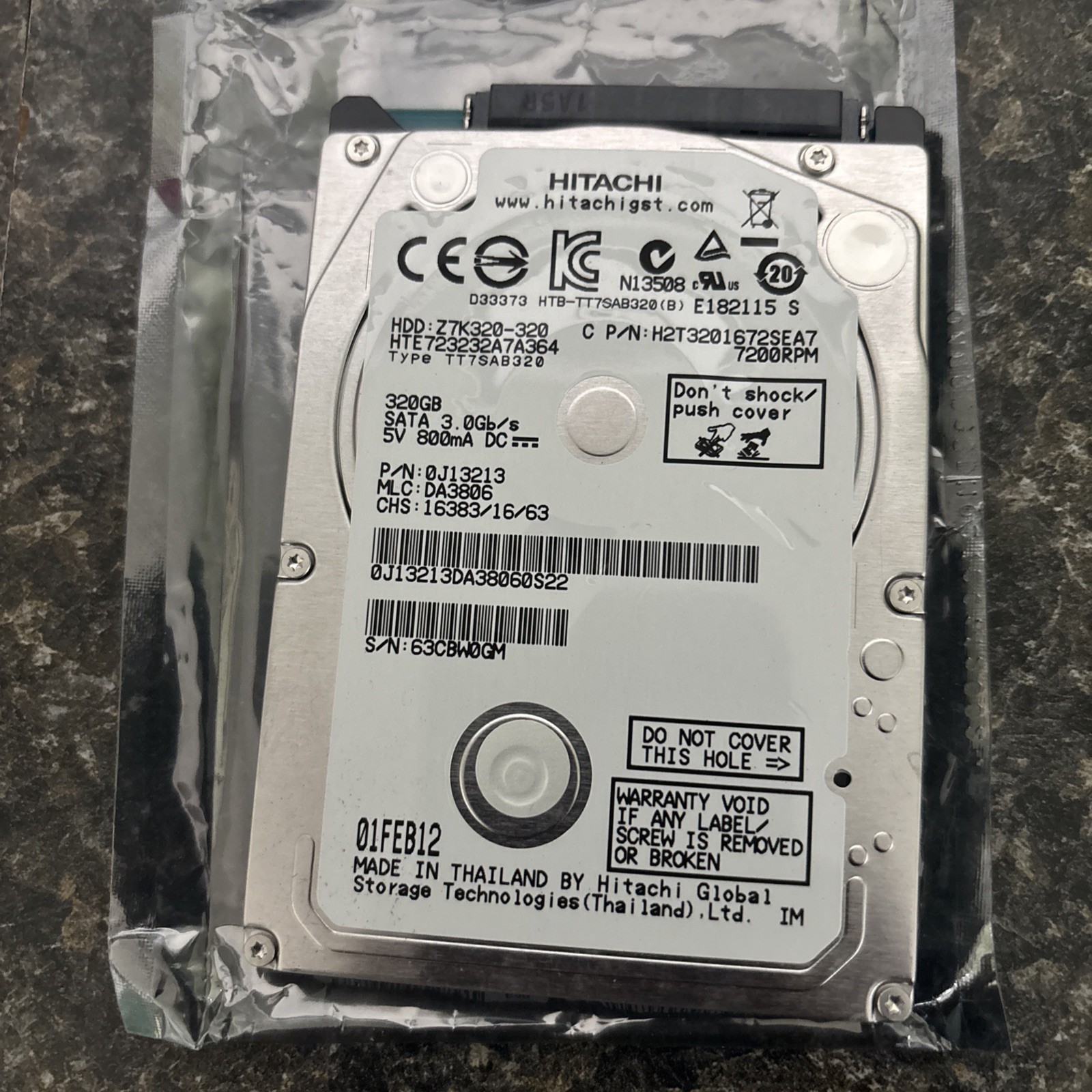 Hitachi HTS54323A7A384 320GB 7200RPM 3Gbps 2.5″ SATA LaptopHDD HardDrive