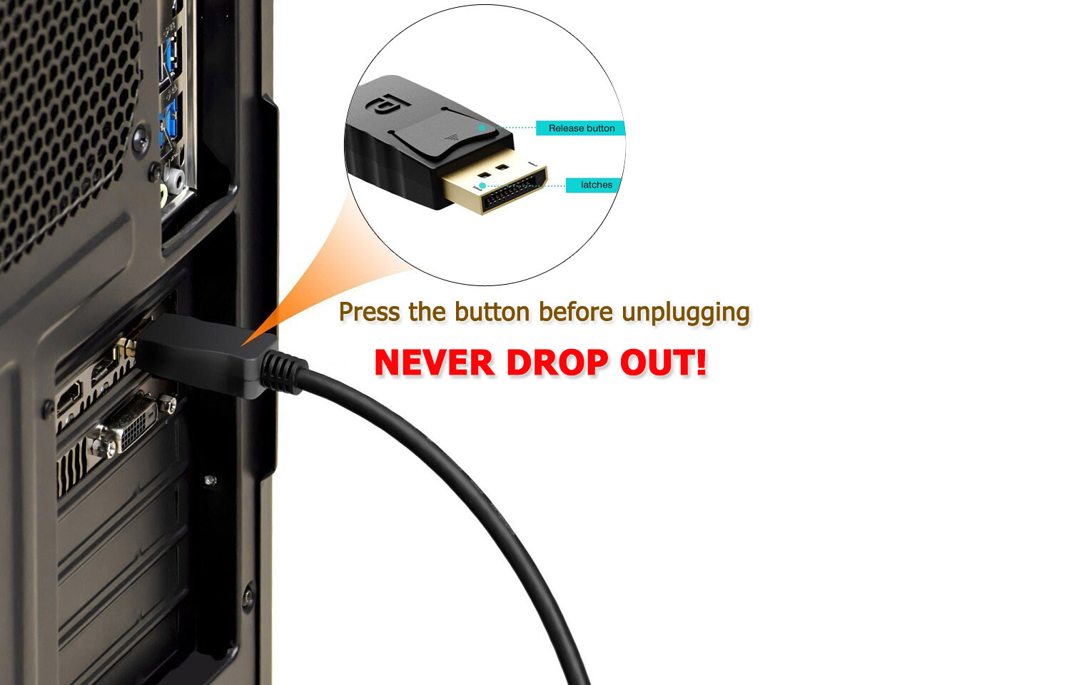 Premium Displayport Display Port to DP Cable Male- Male V1.2 4096*2160 4K 60HZ