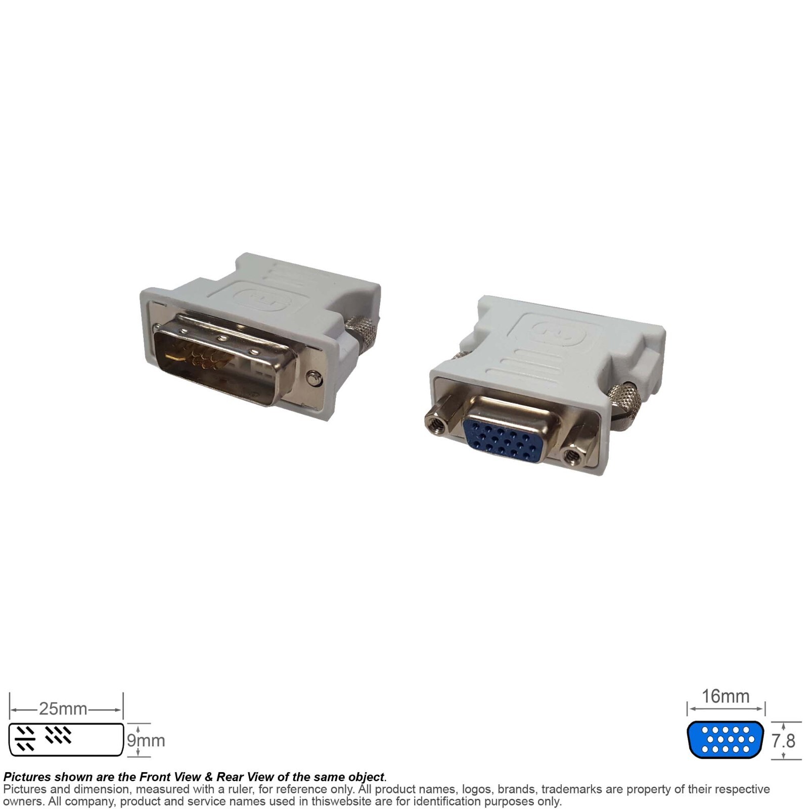 Adapter Video DVI 6 +5 11 Pin Analog Male VGA D-Sub HD 15 Pin HD15 Female