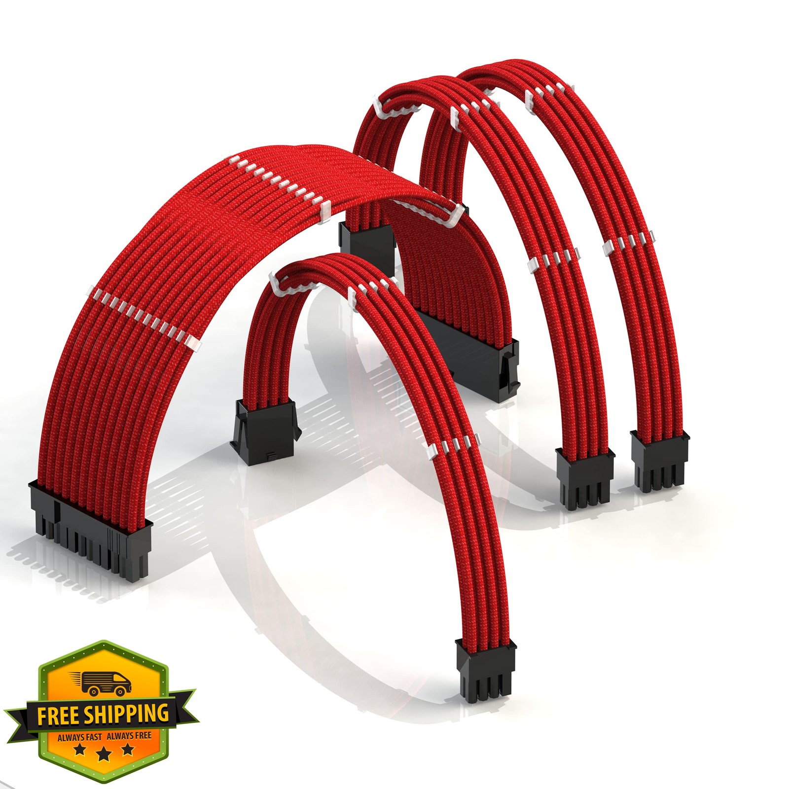 LINKUP – AVA 30cm PSU Cable Extension Sleeved Custom Mod GPU PC Braided w/Com…