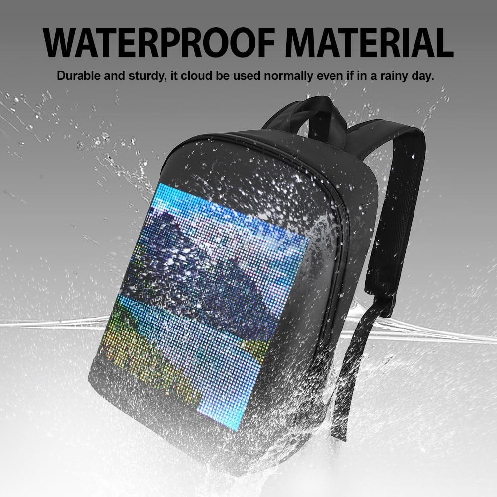 LED Pixel Display Backpack APP Control Programmable Animation Laptop Travel Bag