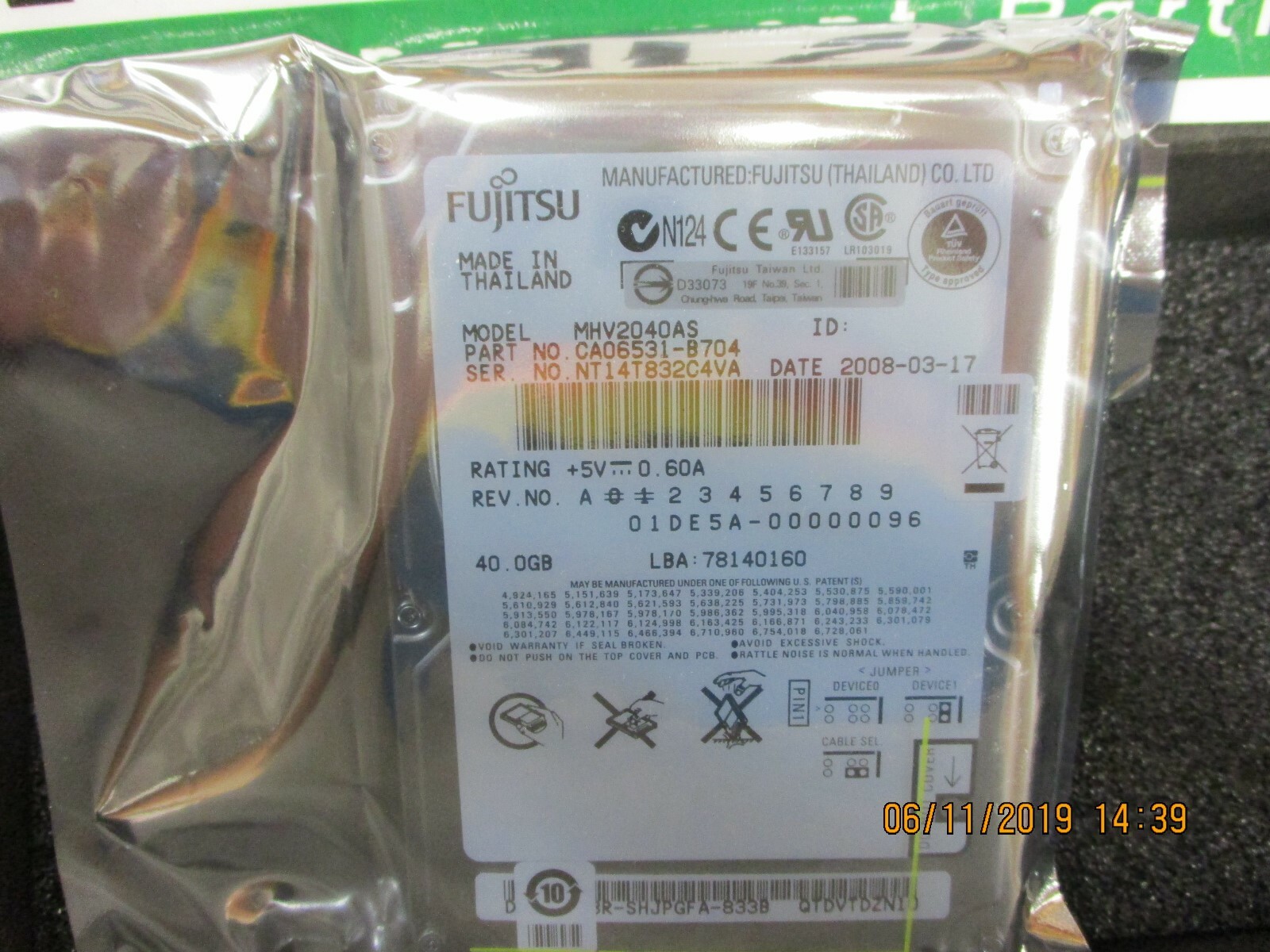 New – Fujitsu MHV2040AS 40GB 5400RPM 8MB Cache IDE Ultra ATA100 2.5in HDD
