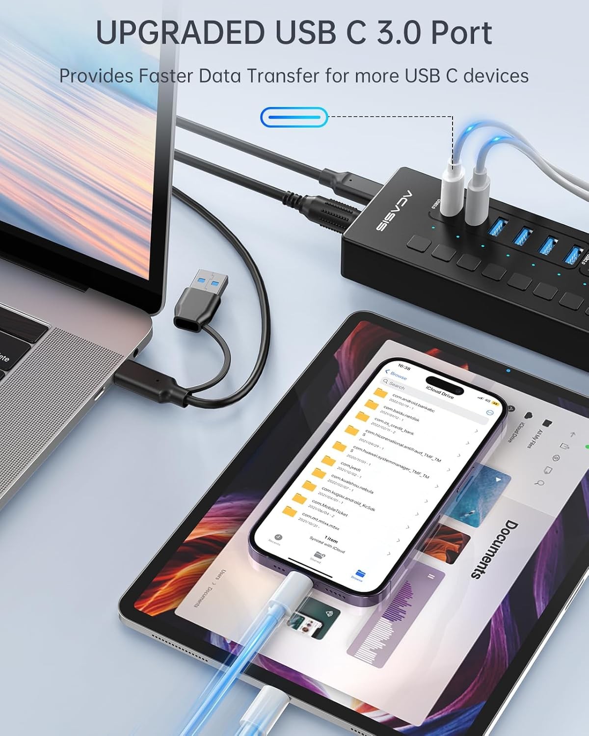 Powered USB 3.0 Hub, 16 Port 16 ports, Latest color: Matte Black
