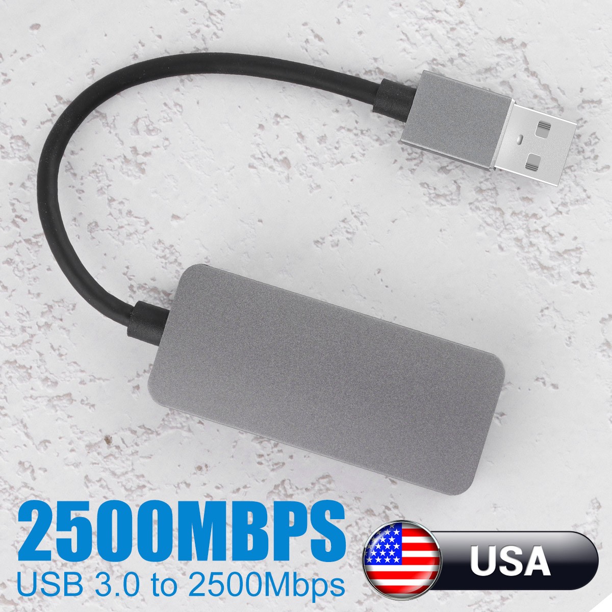 New 2500Mbps USB 3.0 To RJ45 2.5G Ethernet Gigabit Lan Network Adapter Converter
