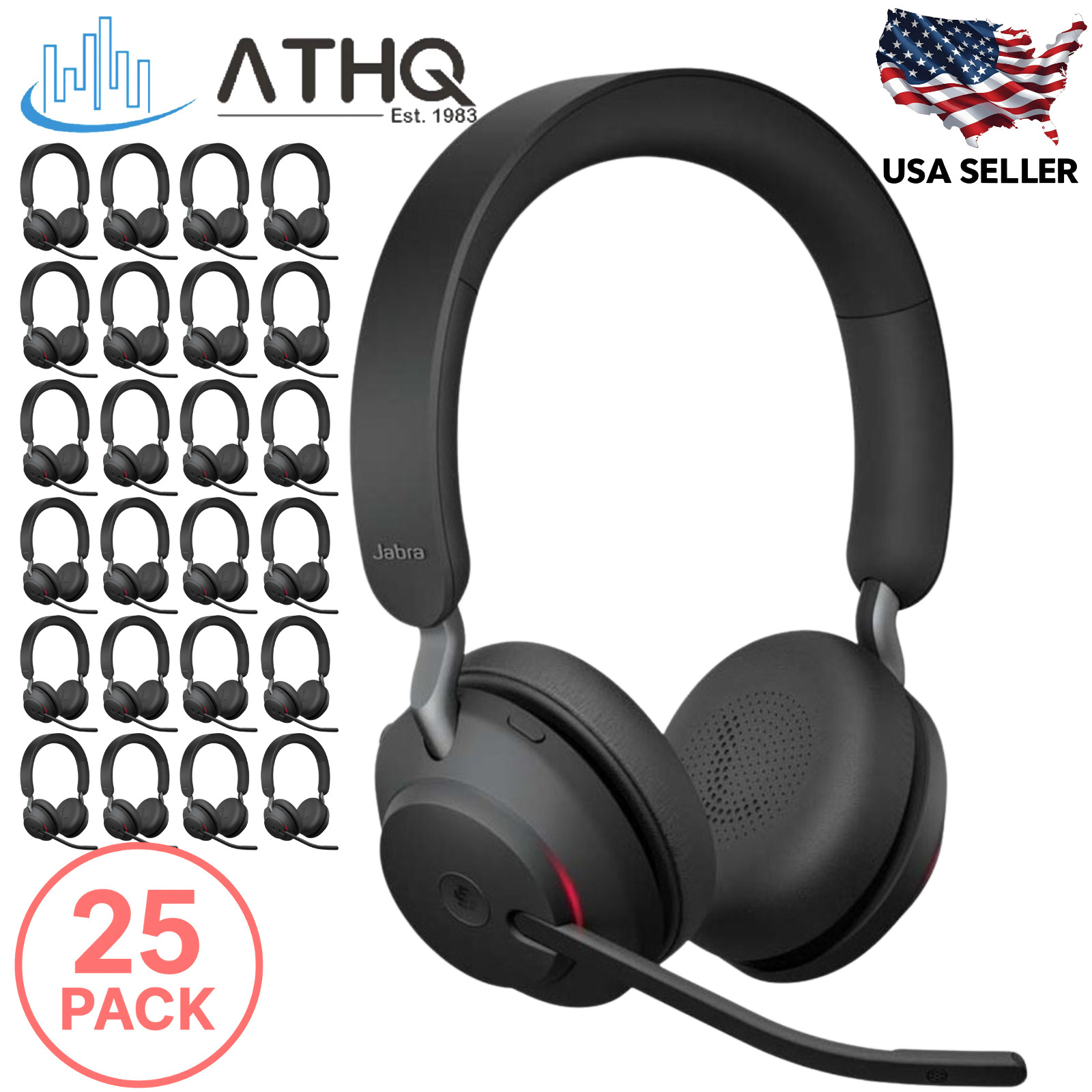 PACK OF 25 Jabra Evolve2 65 Wireless Headset Stereo Bluetooth MS Teams Black NEW