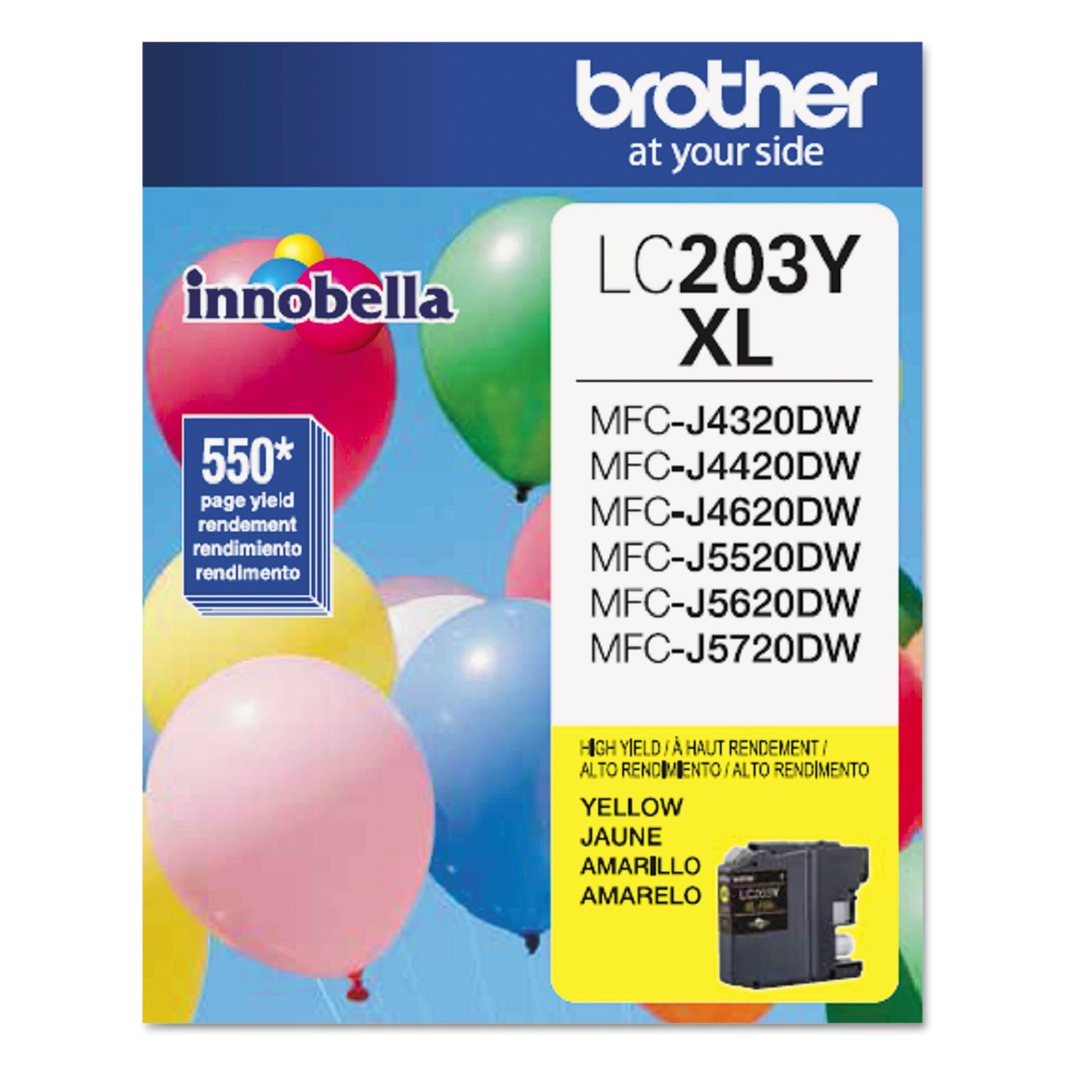 Printer LC203Y High Yield Ink Cartridge, Yellow, 550 Pages, 1 Count (Pack of 1)