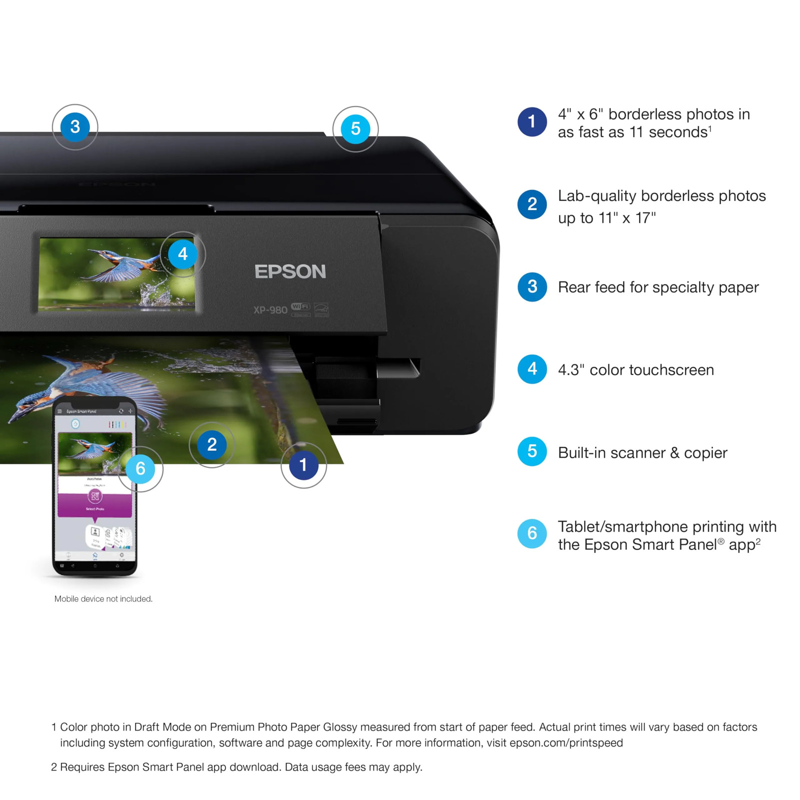 Epson Expression Photo XP-980 Wireless Wide-Format Printer Scanner Copier 11×17