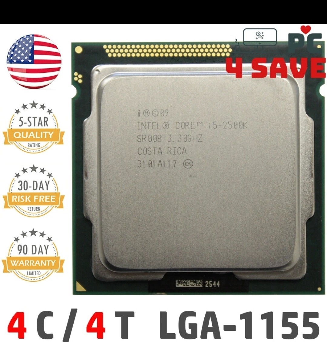 2nd Gen Intel Core i5-2500K CPU 3.3 GHz (Turbo 3.7 GHz) 4-Core 6M LGA-1155 SR008