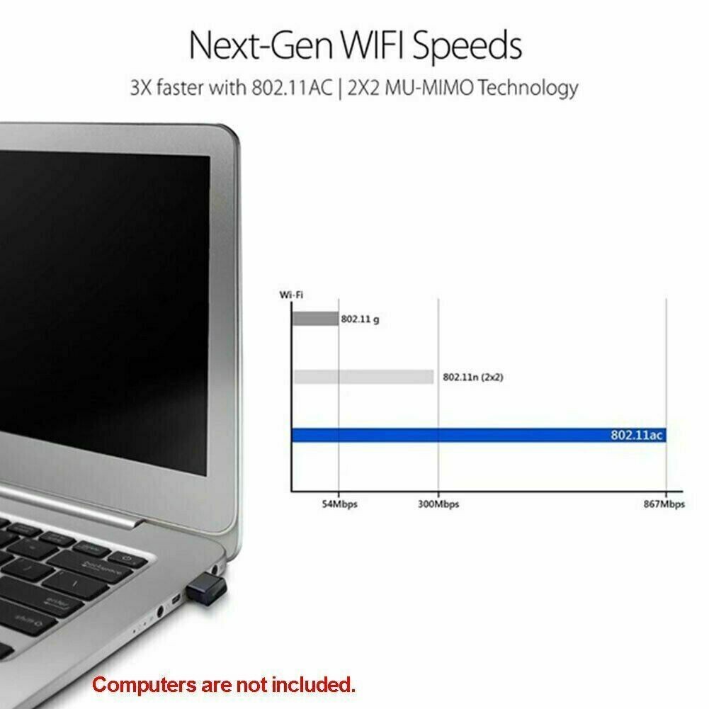 Wireless Lan USB PC WiFi Adapter Network 802.11AC 1200Mbps Dual Band 2.4G / 5G