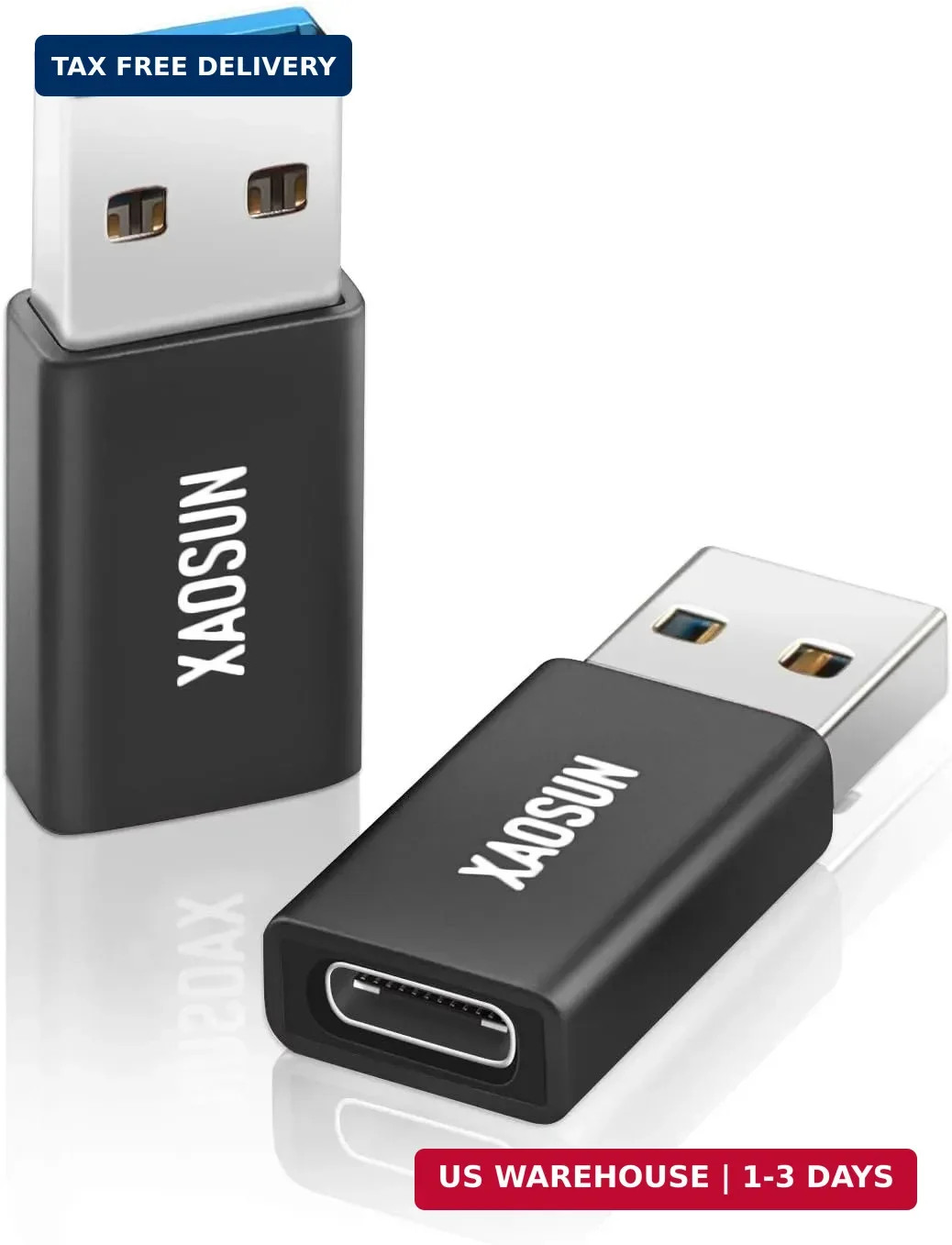 XAOSUN [10Gbps] USB C Female to USB Male Adapter (2-Pack), 3.1 USB A to C Adapte