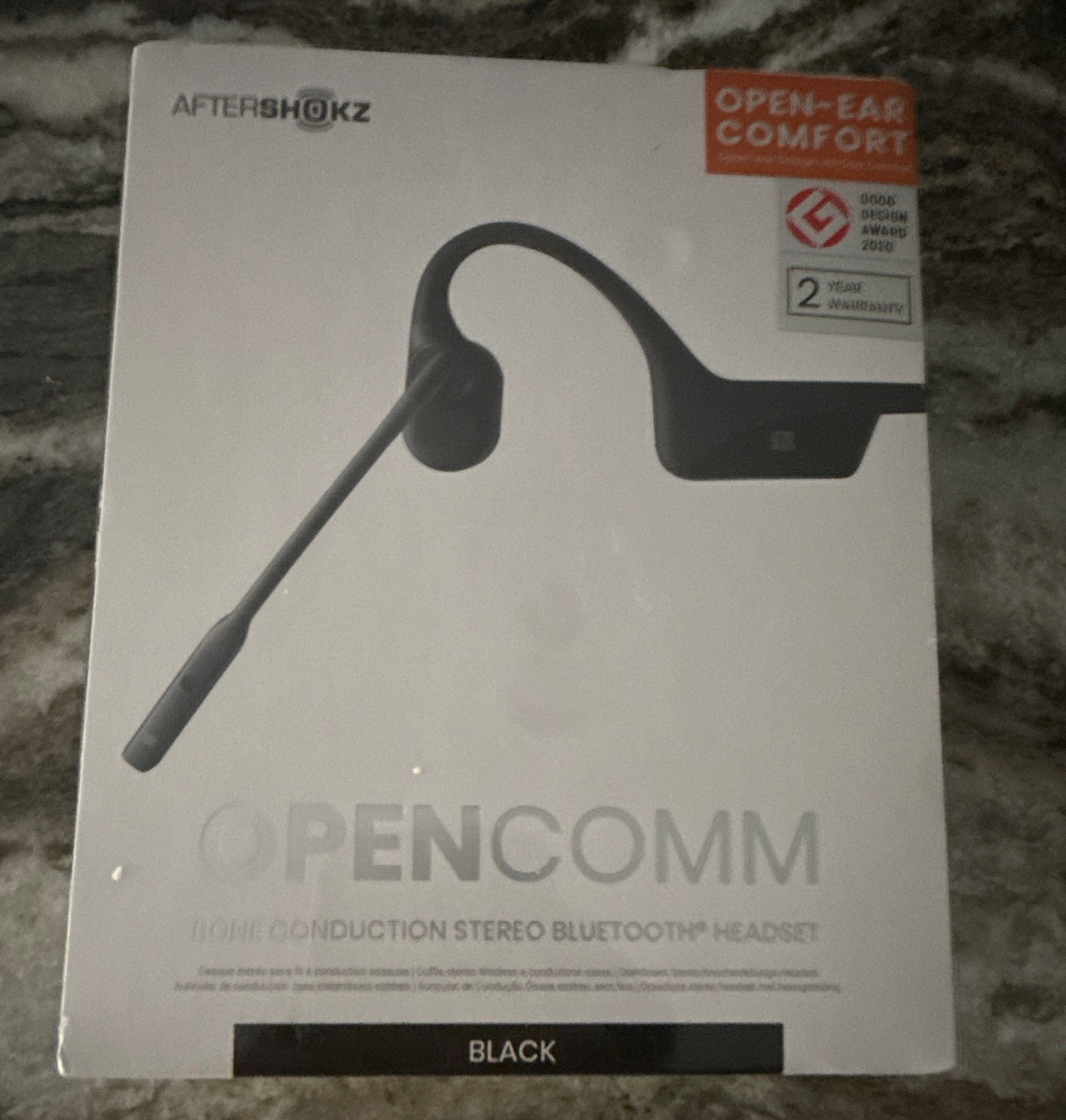 AfterShokz OpenComm Bone Conduction Bluetooth Wireless Boom Mic Headset Black