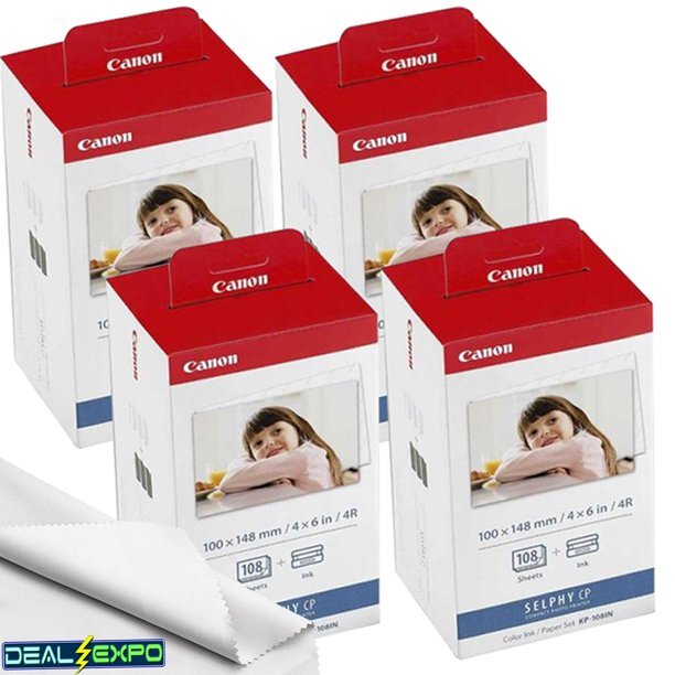 4X Canon KP-108IN Color Ink Paper Set 4×6 for Canon Selphy CP1300 CP1200 CP1500