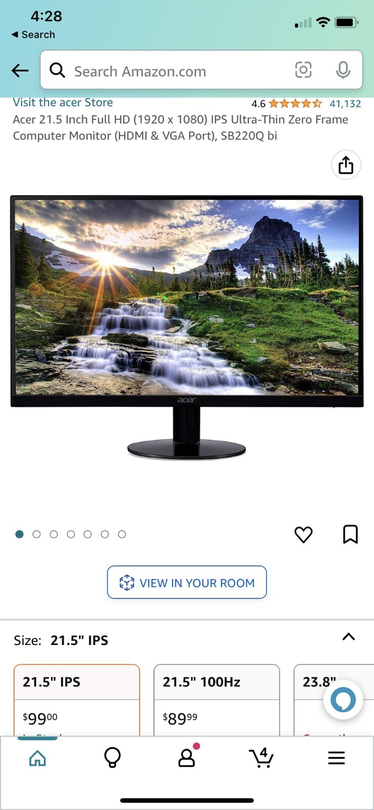 Acer SB220Q 21.5 Inch Full HD IPS 75 Hz Desktop Monitor Gaming Monitor