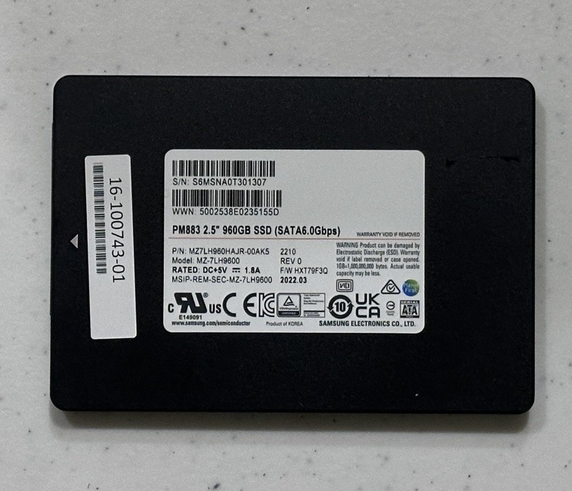 Samsung PM883 960GB 2.5in SATA III Internal SSD MZ-7LH9600