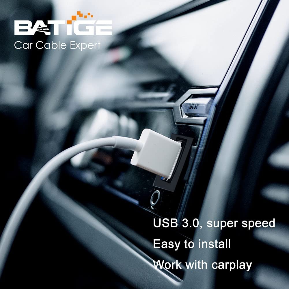 BATIGE Square Single Port USB 3.0 Panel Flush Mount Extension Cable with 1ft