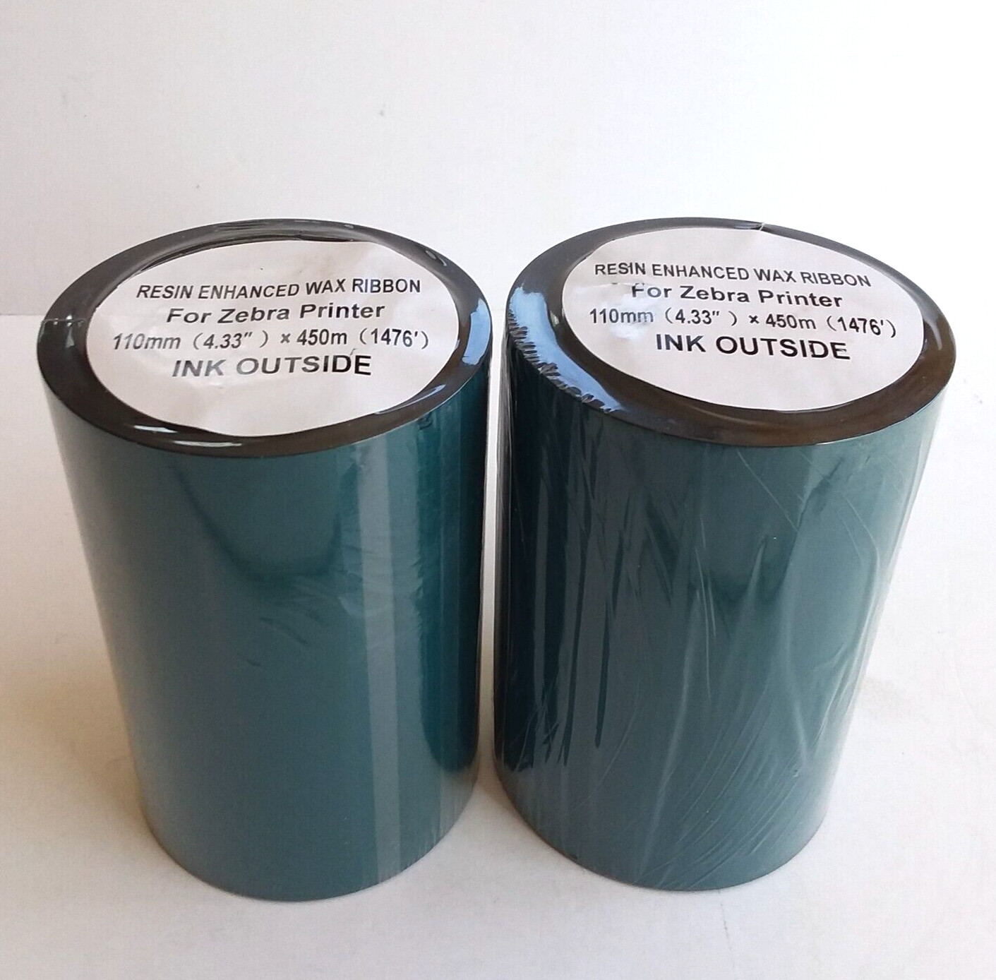 2 Rolls Wax Thermal Transfer Ribbon for Zebra Printer 110mm x 450M 4.33″ x 1476′