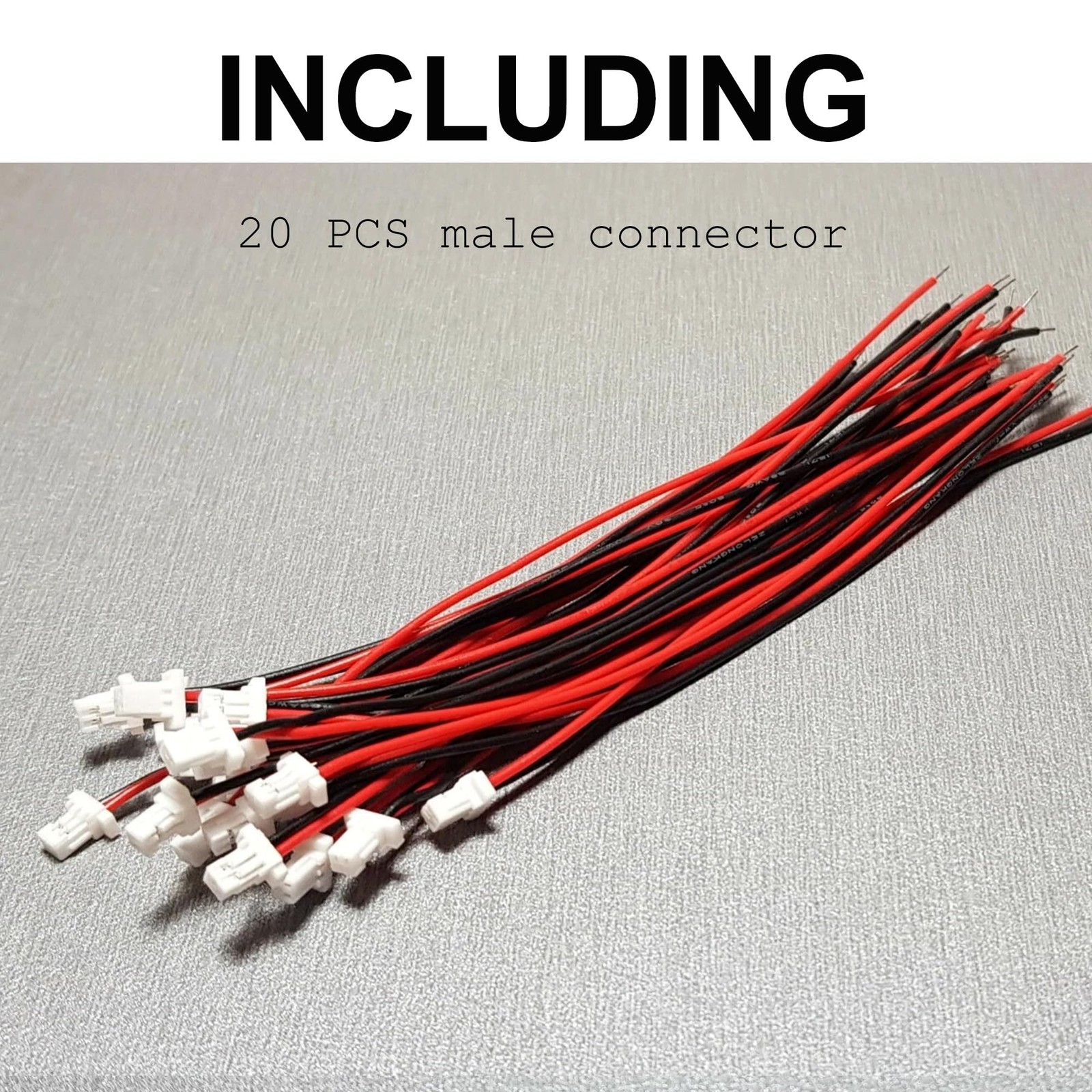 20 Pcs Red JST SH1.0mm 2 Pin Male Plug Micro Wire Connectors