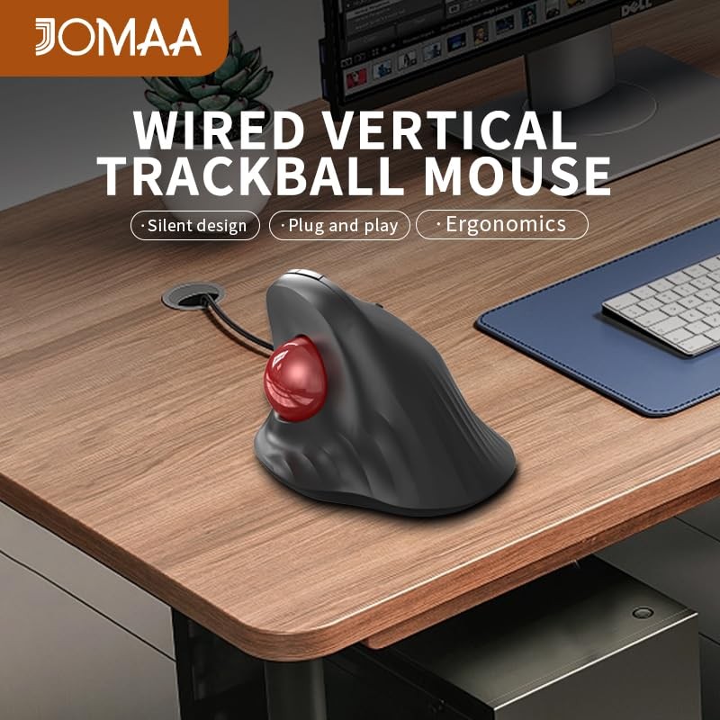 Wired Trackball – 6-Button Ergonomic Design with CPI Switch (400/800/1200/160…