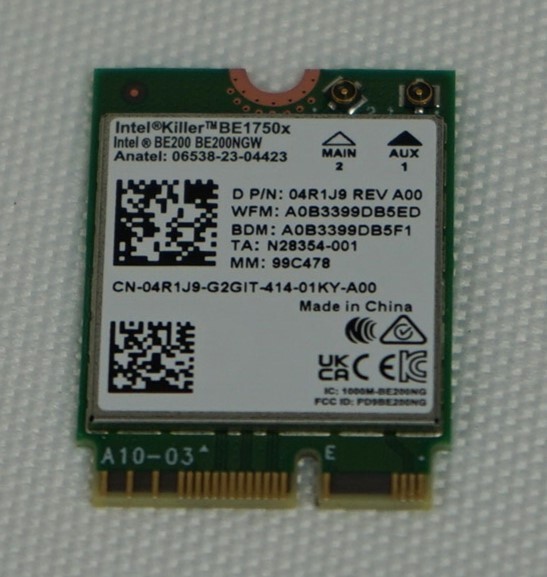 Intel Killer Be1750x Tri-band Wi-fi 7 / Bt 5.4 M.2 Pci-e Wireless Card 4R1J9