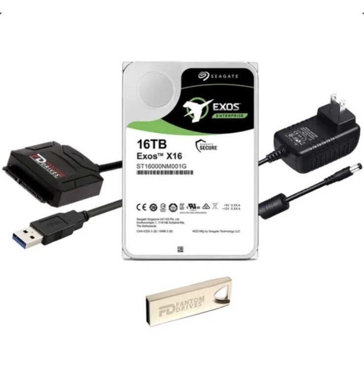 Fantom Drives 16 TB Internal Hard Dr. Upgrade Kit With Seagate Exos X16, 7200RPM